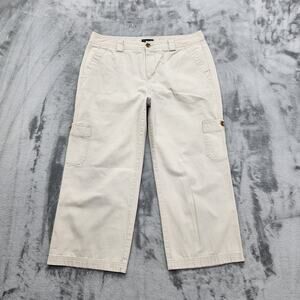 Dockers Pants Womens 10 Beige Khaki Mid Rise Crop Capri Cargo Cotton Casual